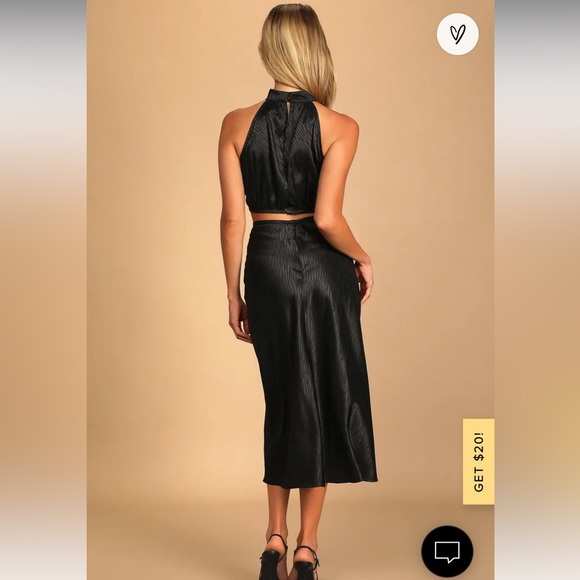 Lulus Fierce Vision Black Jacquard Print Satin Cutout Midi Dress - Picture 4 of 14